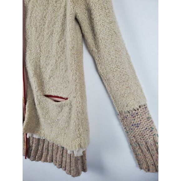 Charlie & Robin Anthropologie Sweater Medium Womens Long Sleeve Button Front Bei - Picture 3 of 9